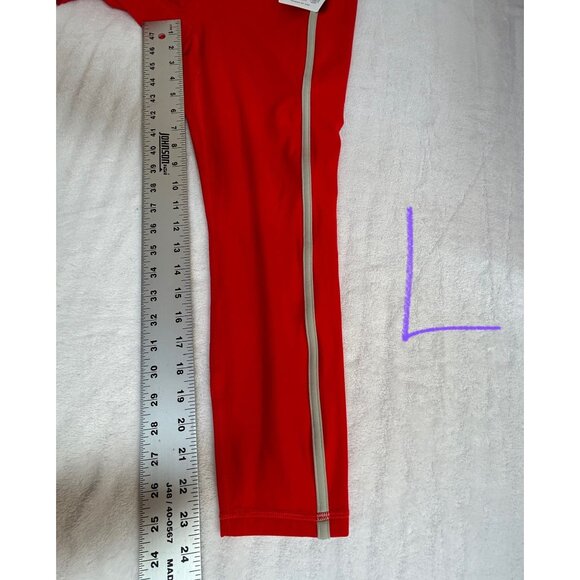 Athleta Ultra High Rise Elation 7/8 Tight Red Gray Stripe Large Yoga New $99 - Picture 7 of 8
